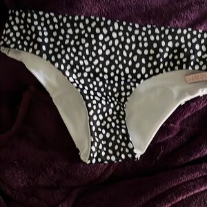 PINK By Victoria Secret Black and White Polka Dot Women's Swim Bottom S S/P